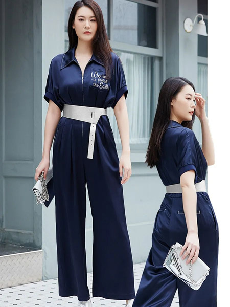 卡汶女装品牌2022春夏蓝色日系淑女商务通勤风街头范女神复古风气质款潮流个性套装