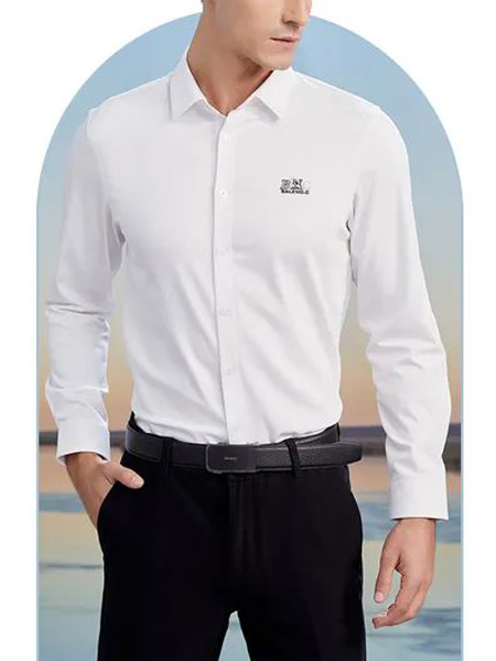 宾奴男装男装品牌2022春夏白色简约商务长袖衬衫