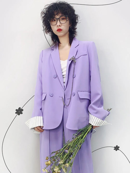 L89℃/MM+/NWT女装品牌2022春夏紫色日系港风短款外套