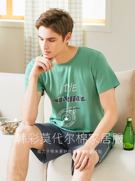 韩彩内衣品牌2022夏季绿色个性网红爆款字母家居服