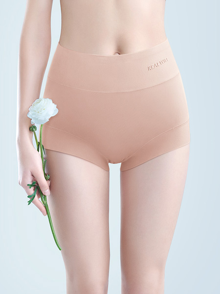 润微内衣品牌2022春夏裸粉色字母高腰美体内裤