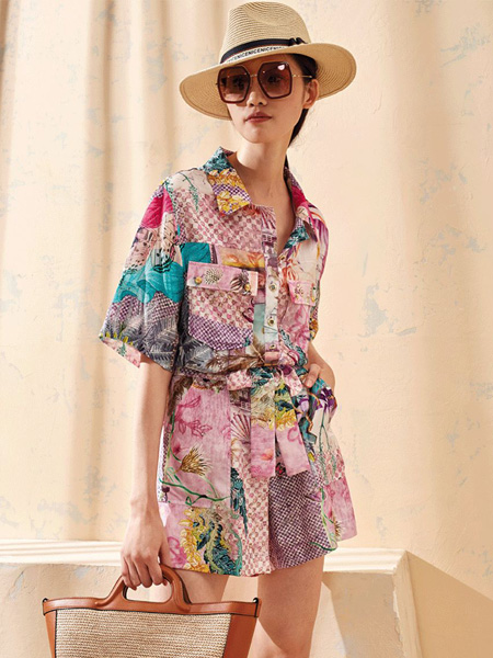 裘堤婼女装品牌2022夏季度假风复古风沙滩衬衫