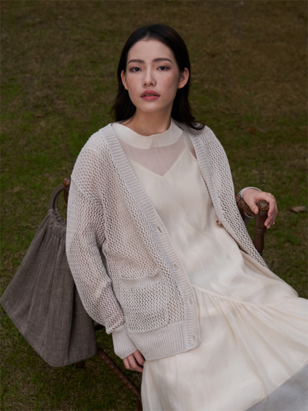 紫辰女装品牌2022夏季纯色小清新森系慵懒风针织外套