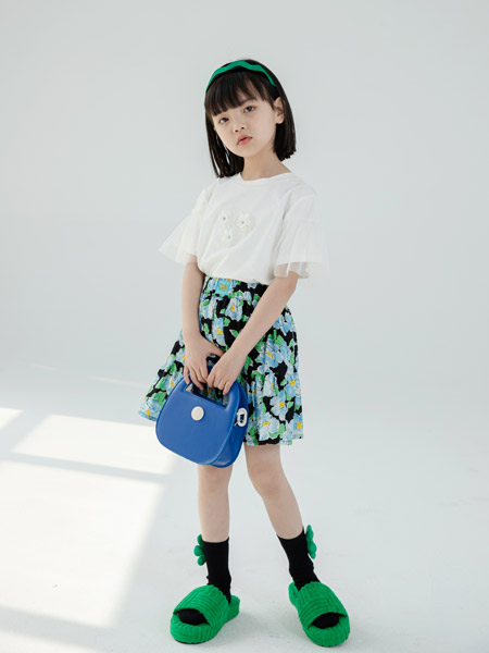 洛小米童装品牌2022夏季撞色复古弹力舒适半身裙