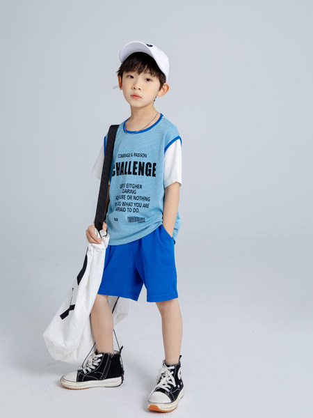 洛小米童装品牌2022夏季日系潮流男童篮球服T恤