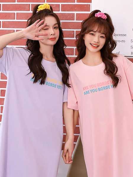 丽人诗歌内衣品牌2022夏季韩版字母oversize短袖T恤睡裙