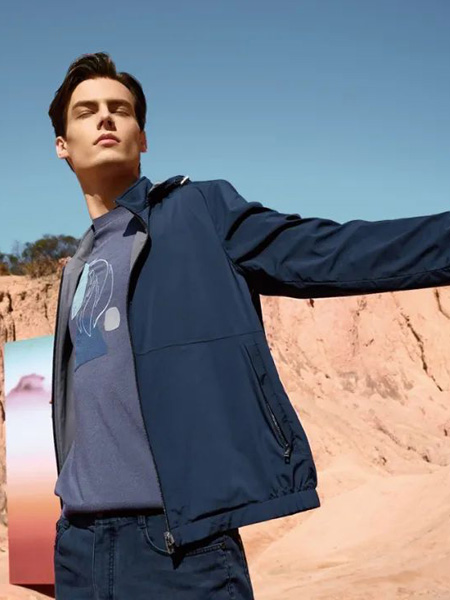 劳斯顿男装品牌2022夏季蓝色日系原宿风气质款夹克衫