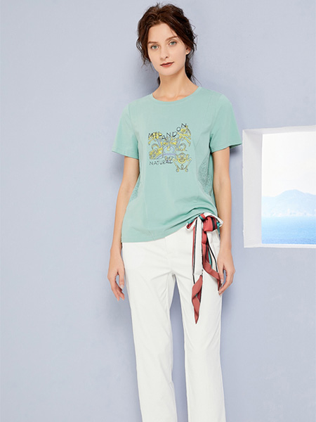 米兰登女装品牌2022夏季韩版小清新字母短袖T恤