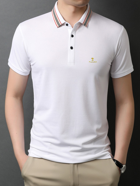 PLOVER(啄木鸟)男装品牌2022夏季白色舒适透气短袖POLO衫
