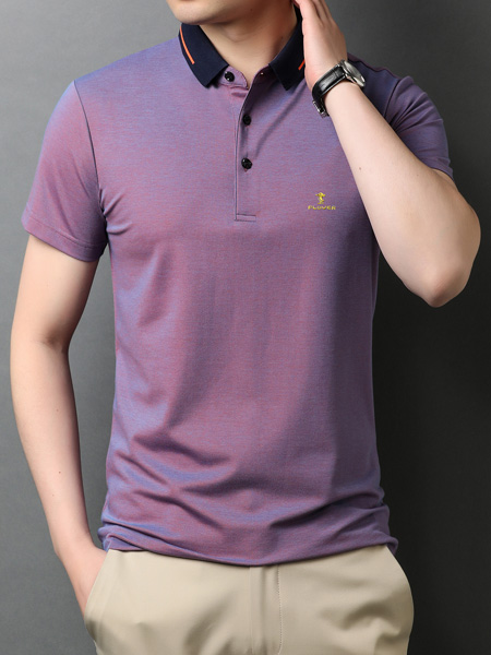 PLOVER(啄木鸟)男装品牌2022夏季紫色英伦个性气质款POLO衫