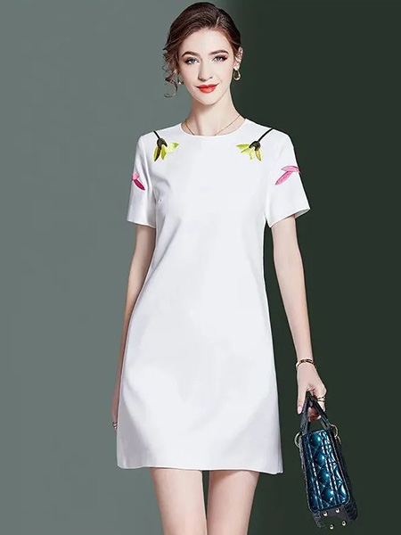 海青蓝女装品牌2022夏季中国风简约气质款时尚连衣裙
