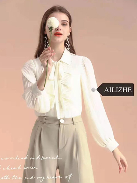艾丽哲女装品牌2022夏季韩版名媛系带气质款衬衫