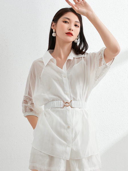 艾丽哲女装品牌2022夏季日系薄款拼接衬衫