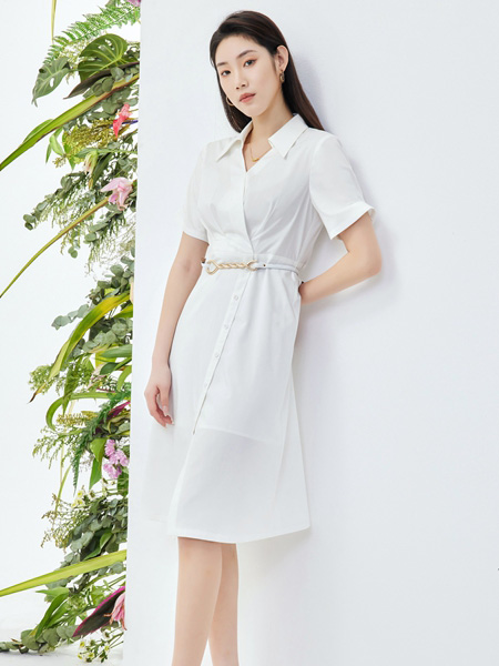 婕依妮女装品牌2022春夏白色日系女神显瘦连衣裙