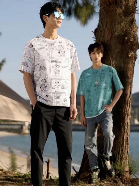 KIKC男装品牌2022夏季日系俏皮漫画风个性T恤