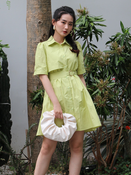 韩蔻KORIKOO女装品牌2022夏季商务气质时尚衬衫裙