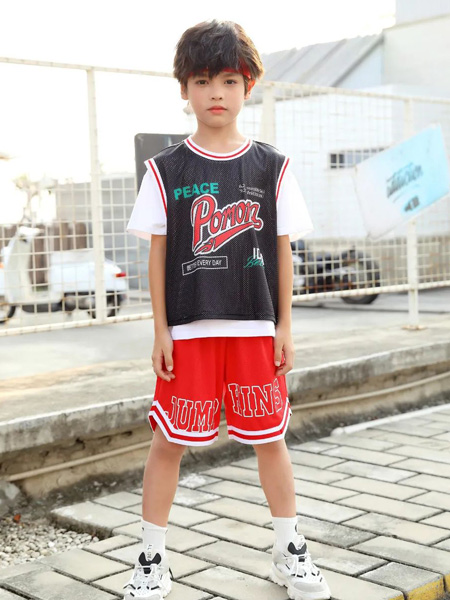 淘氣貝貝童裝品牌2022夏季潮流運動風籃球服T恤