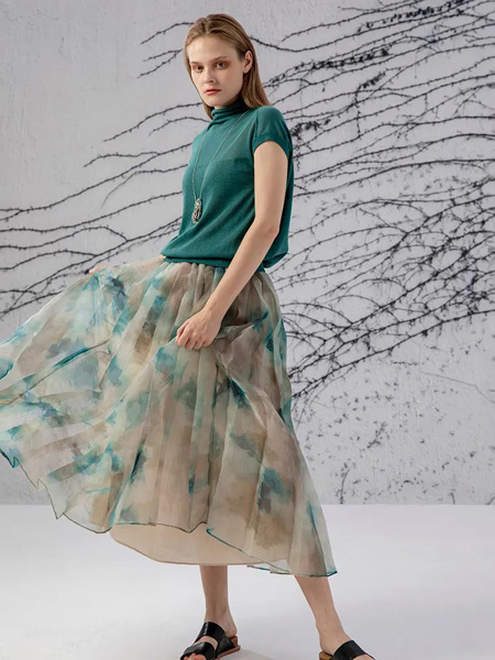 ZAIN形上女装品牌2022夏季雪纺气质宽松半身裙