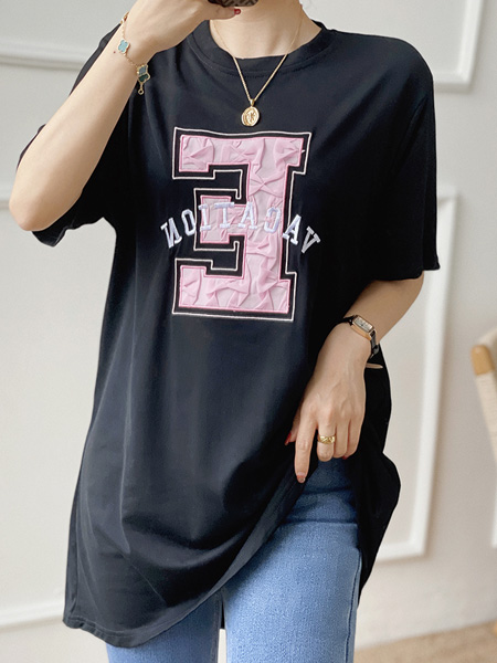 D.T.Z女装品牌2022夏季字母oversize休闲T恤