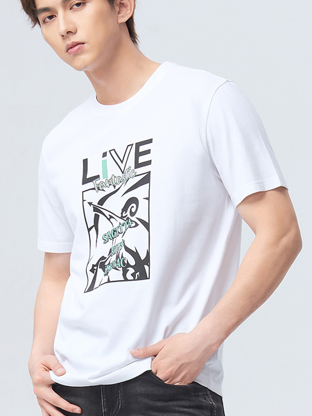 莱克斯顿 - LAXDN男装品牌2022夏季弹力个性字母T恤