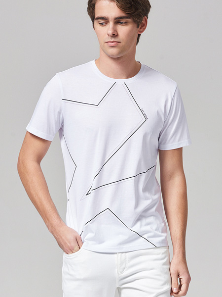 莱克斯顿 - LAXDN男装品牌2022夏季线条感小清新贴身T恤