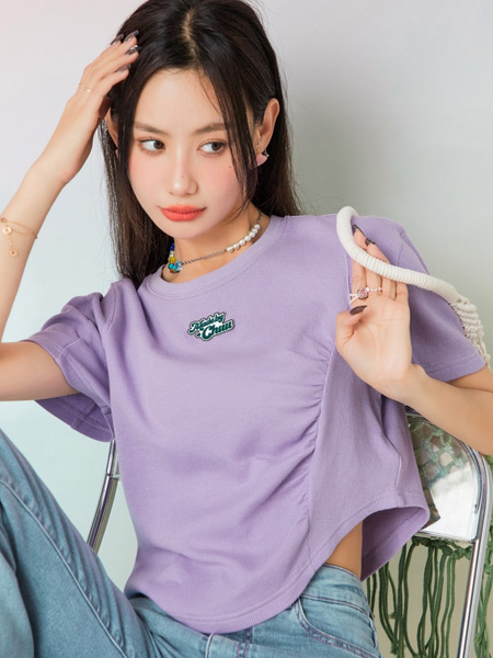 chuu女装品牌2022夏季宽松不规则设计感T恤