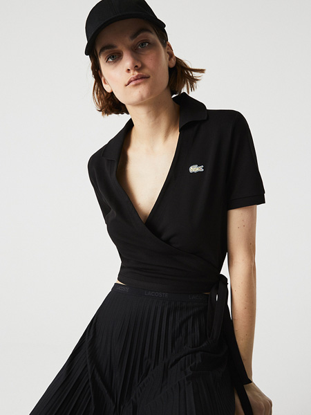 法国鳄鱼女装品牌2022夏季V领性感短款衬衫
