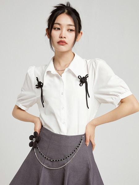 ONEMORE女装品牌2022夏季中国风通勤风时尚衬衫