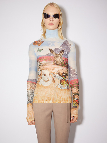 Acne Studios女装品牌2022春季艺术感印花小清新长袖