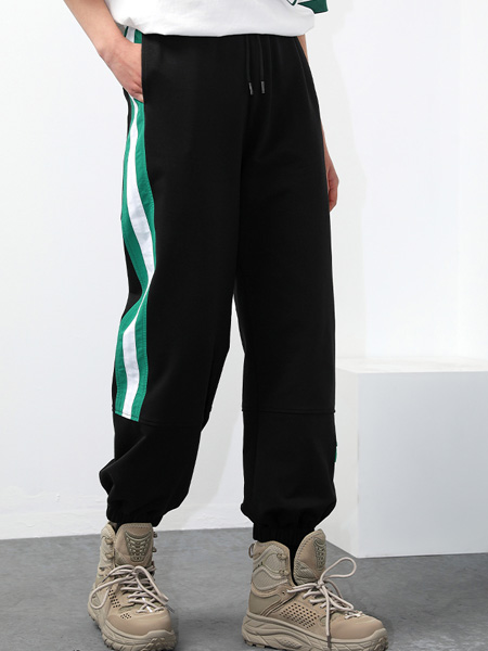 A02女装品牌2022春夏条纹抽绳个性长裤