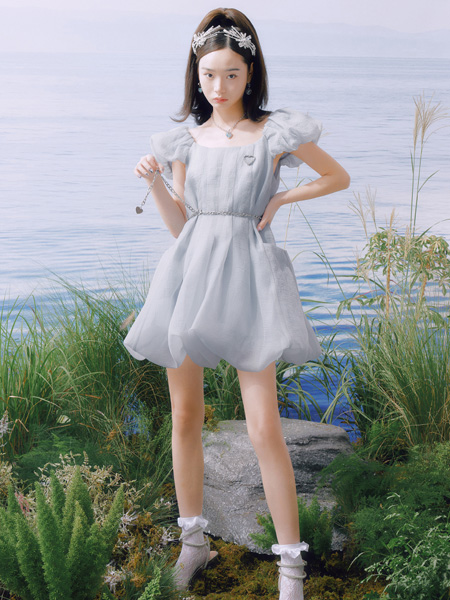 糖力潮品(TAMMYTANGS)女装品牌2022夏季雪纺收腰公主连衣裙