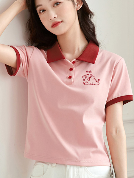 米子旗女装品牌2022夏季学院可爱柔软POLO衫