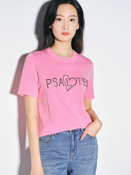 诗篇女装品牌2022夏季字母弹力休闲T恤