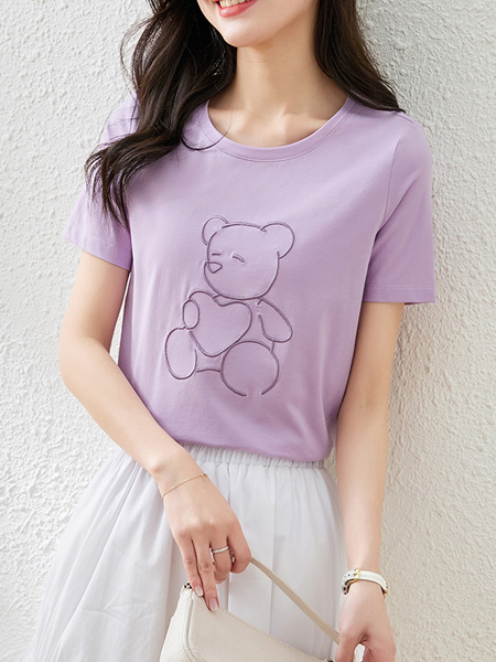 熙世界女装品牌2022夏季小熊可爱减龄T恤