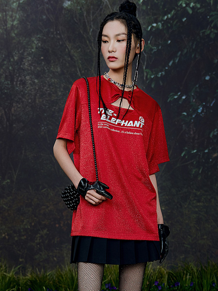 N-ONE女装品牌2022夏季镂空设计感蝴蝶结T恤