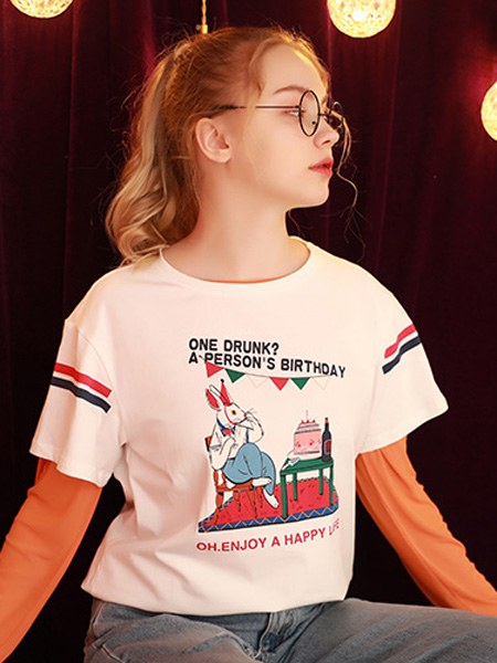 库恩玛维女装品牌2022夏季网红爆款条纹印花T恤