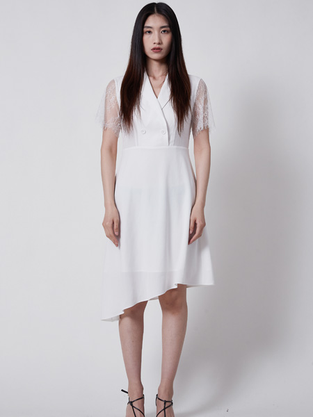 张莉女装品牌2022夏季蕾丝商务气质西装裙
