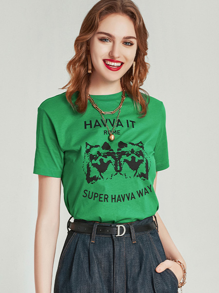 HAVVA女装品牌2022夏季网红爆款个性印花T恤