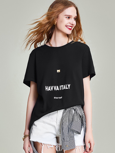 HAVVA女装品牌2022夏季帅气字母个性T恤