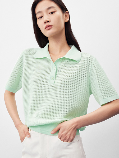 Orange Desire女装品牌2022夏季针织小清新短款POLO衫