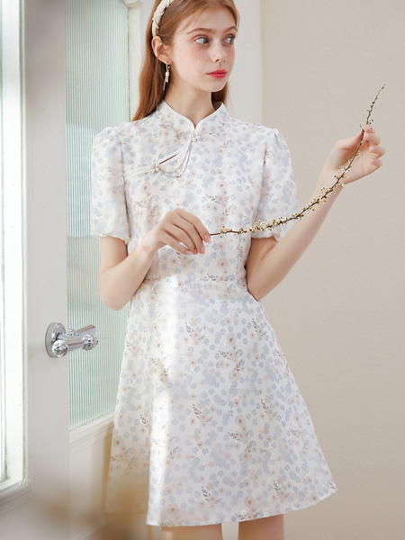 卡贝奈尔女装品牌2022夏季中国风优雅链条连衣裙