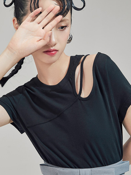 cici-shop女装品牌2022夏季镂空纯棉透气T恤