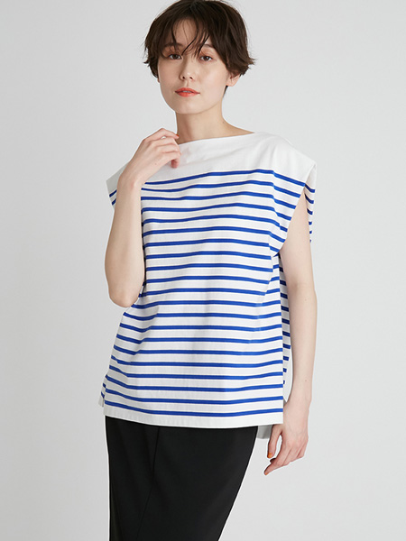 FRAY I.D女装品牌2022夏季条纹纯棉透气T恤