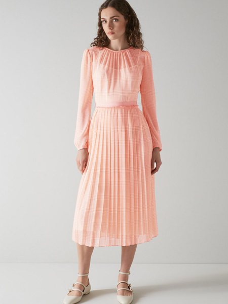 L.K. Bennett女装品牌2022夏季优雅格纹薄款连衣裙