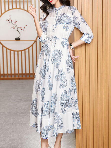 隆缘裳女装品牌2022夏季中国风清凉薄款连衣裙