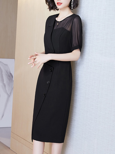 隆缘裳女装品牌2022夏季设计感成熟优雅连衣裙