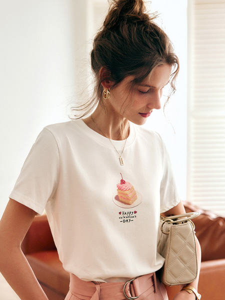 欧芮儿女装品牌2022夏季潮流可爱印花T恤