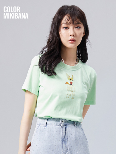 米可芭娜女装品牌2022夏季休闲圆领俏皮T恤