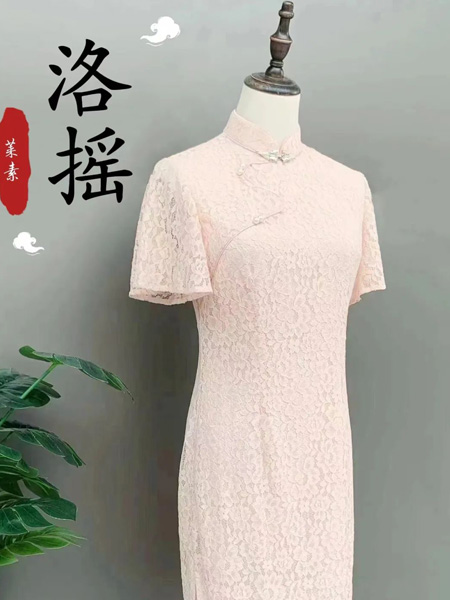 莱素女装品牌2022夏季小清新蕾丝可爱风长款旗袍