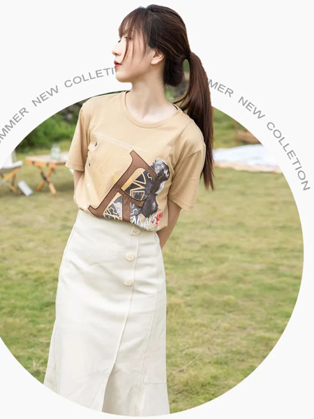 诺曼琦女装品牌2022夏季韩版学院甜美风宽松短袖